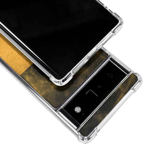 Black and Gold Split Marble Google Pixel 6 Clear Case